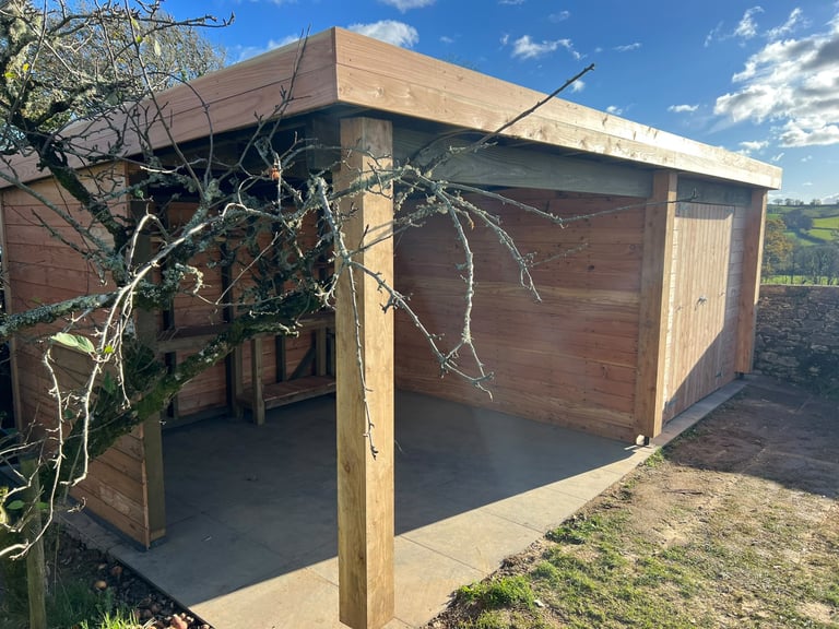 Timber garden room completed by PC Landscaping in South Devon
