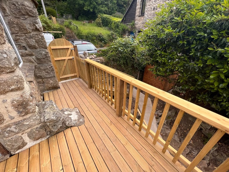 Timber decking completed by PC Landscaping in South Devon