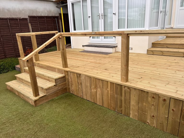 Timber decking completed by PC Landscaping in South Devon