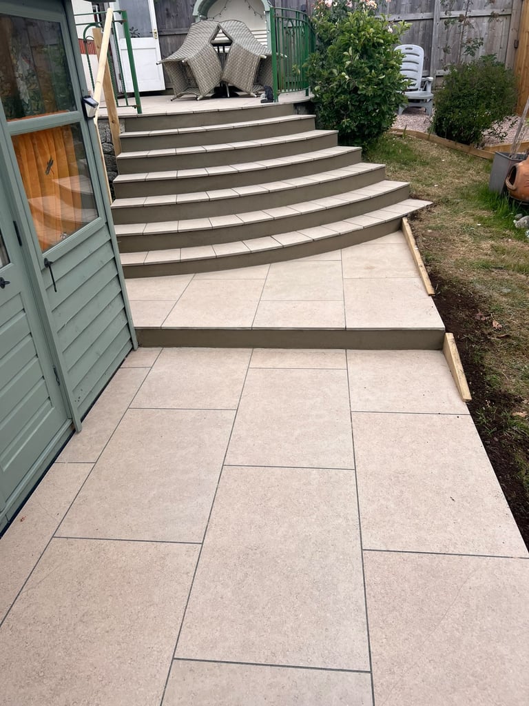 Patio steps completed by PC Landscaping in South Devon