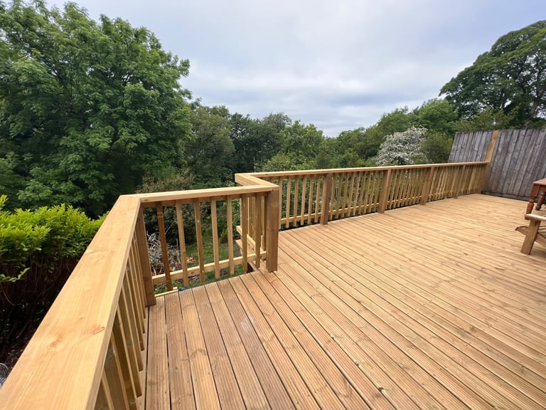Timber decking completed by PC Landscaping in South Devon