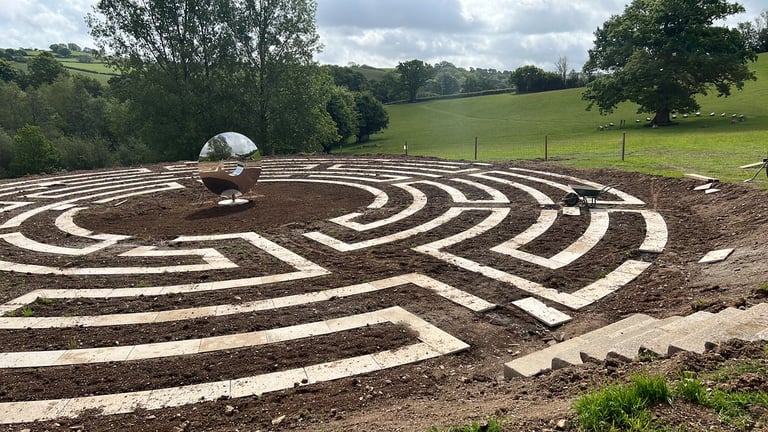 Garden design project during installation by PC Landscaping in South Devon