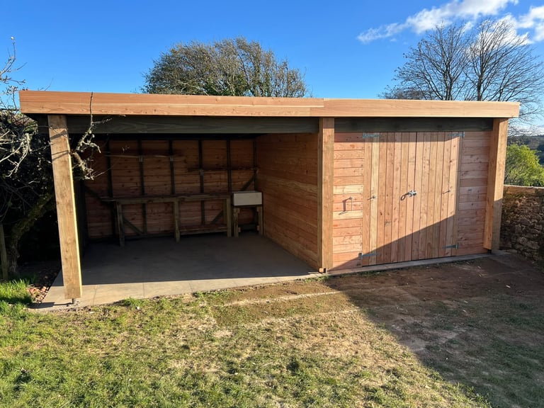 Timber garden room completed by PC Landscaping in South Devon